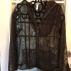 Two piece Dark Brown Mesh Net Swim Cover Up Set